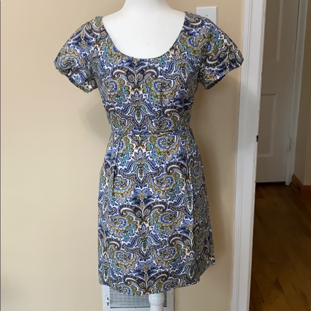 J.Crew Dolores Blue Peacock Paisley Dress